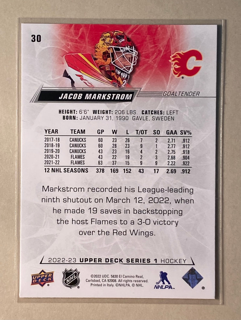 2022-23 Upper Deck 30 Jacob Markstrom - Hockey