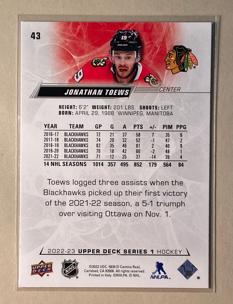 2022-23 Upper Deck 43 Jonathan Toews - Hockey