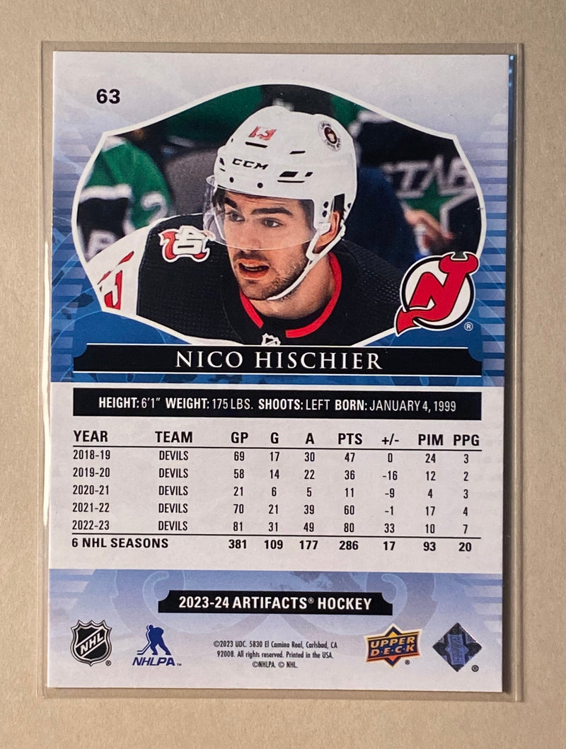 2023-24 Upper Deck 63 Nico Hischier - Hockey - Artifacts