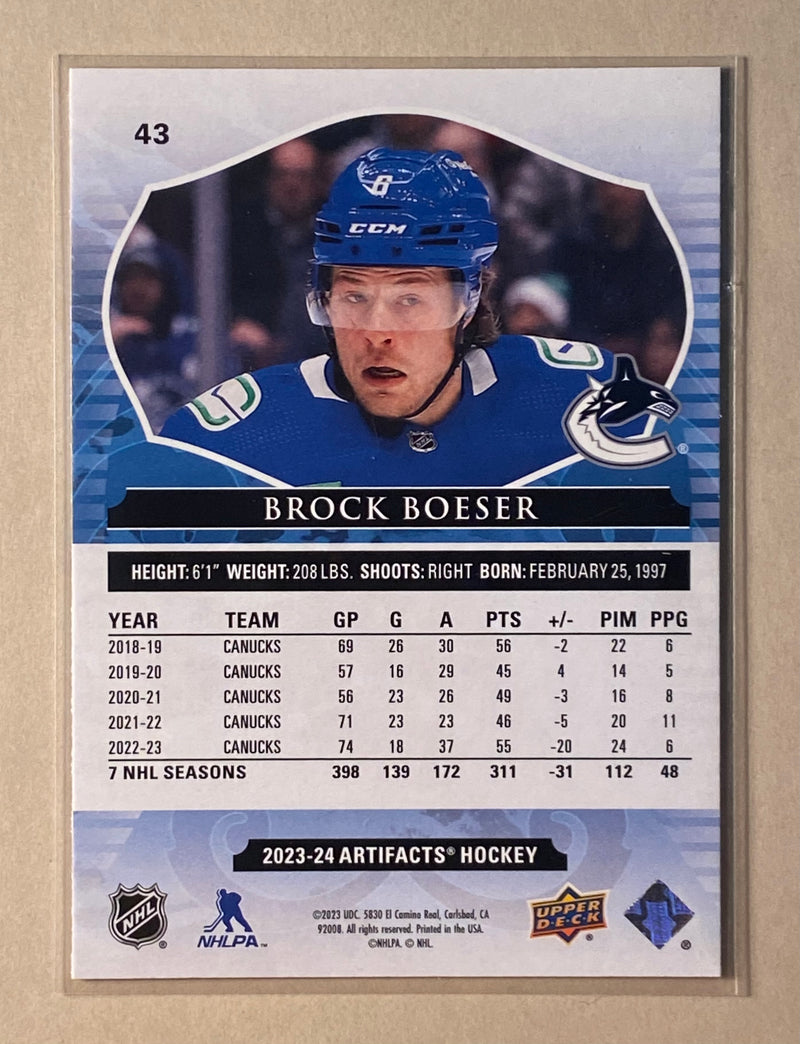 2023-24 Upper Deck 43 Brock Boeser - Hockey - Artifacts