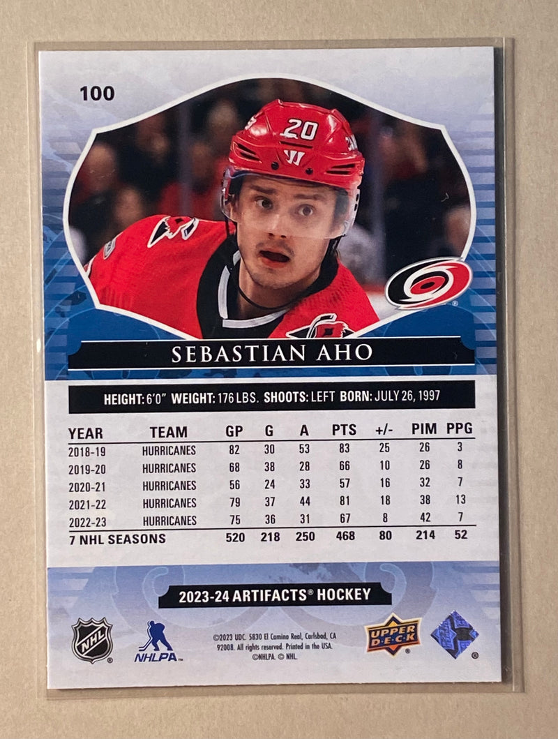 2023-24 Upper Deck 100 Sebastian Aho - Hockey - Artifacts