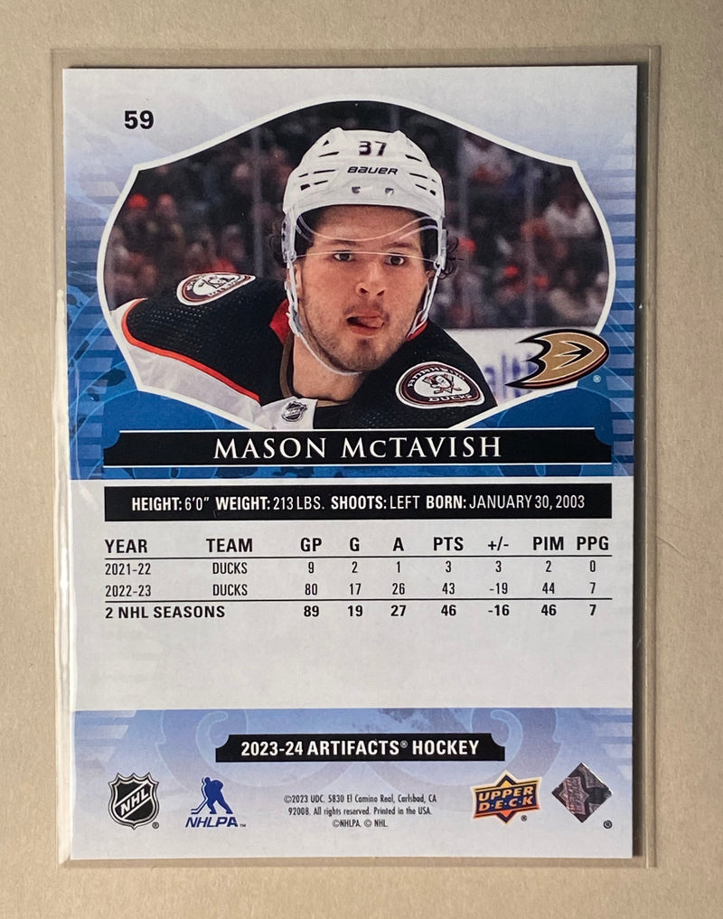 2023-24 Upper Deck 59 Mason McTavish - Hockey- Artifacts - Turquoise