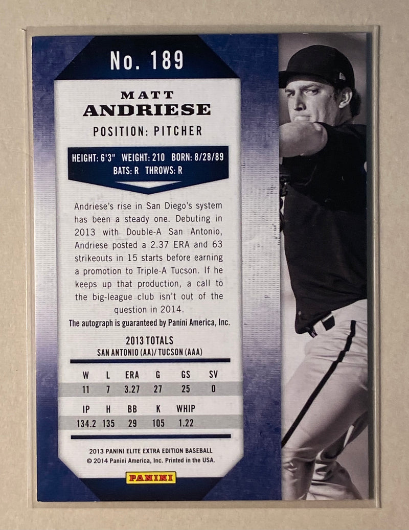 2013 Panini 189 Matt Andriese - Baseball - Elite Extra Ed. - /771 Auto