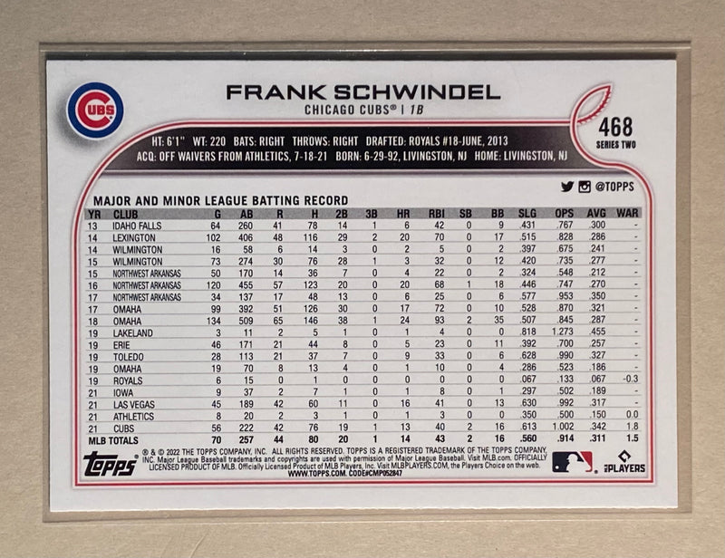 2022 Topps 468 Frank Schwindel - Baseball