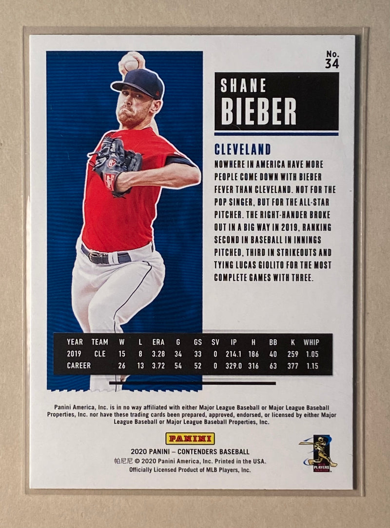 2020 Panini 34 Shane Bieber - Baseball