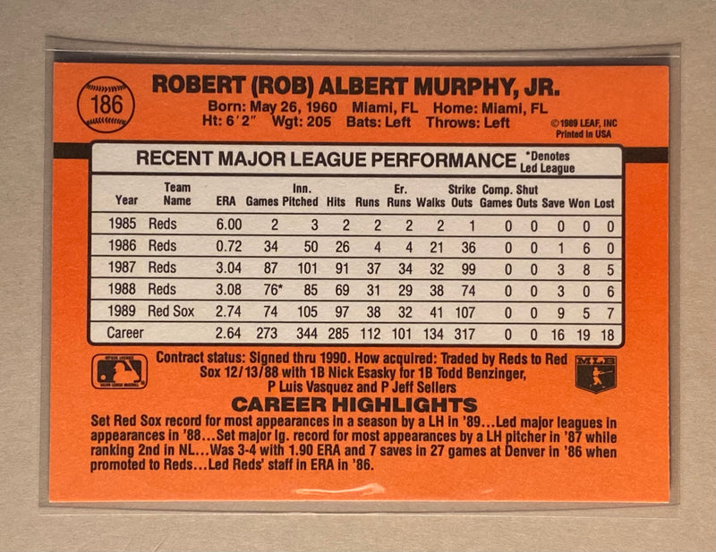 1990 Donruss 186 Rob Murphy - Baseball