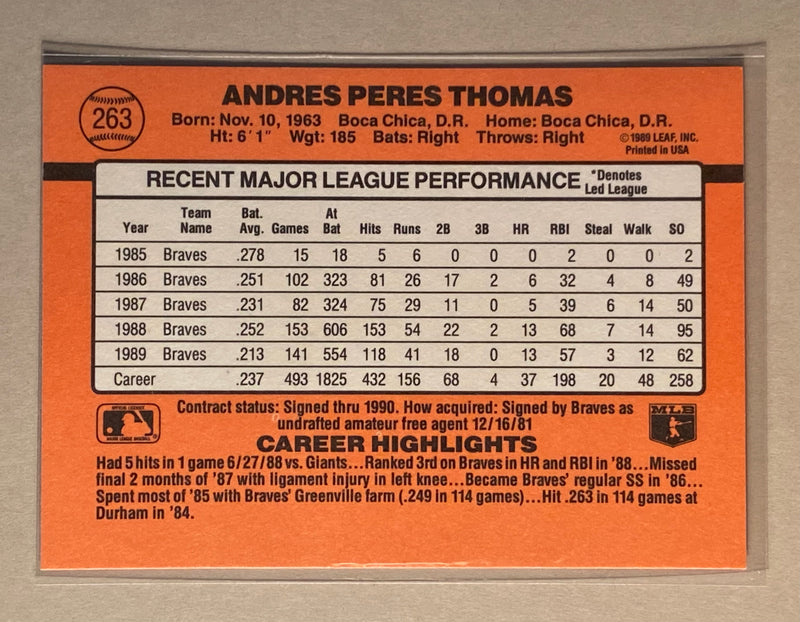 1990 Donruss 263 Andres Thomas - Baseball