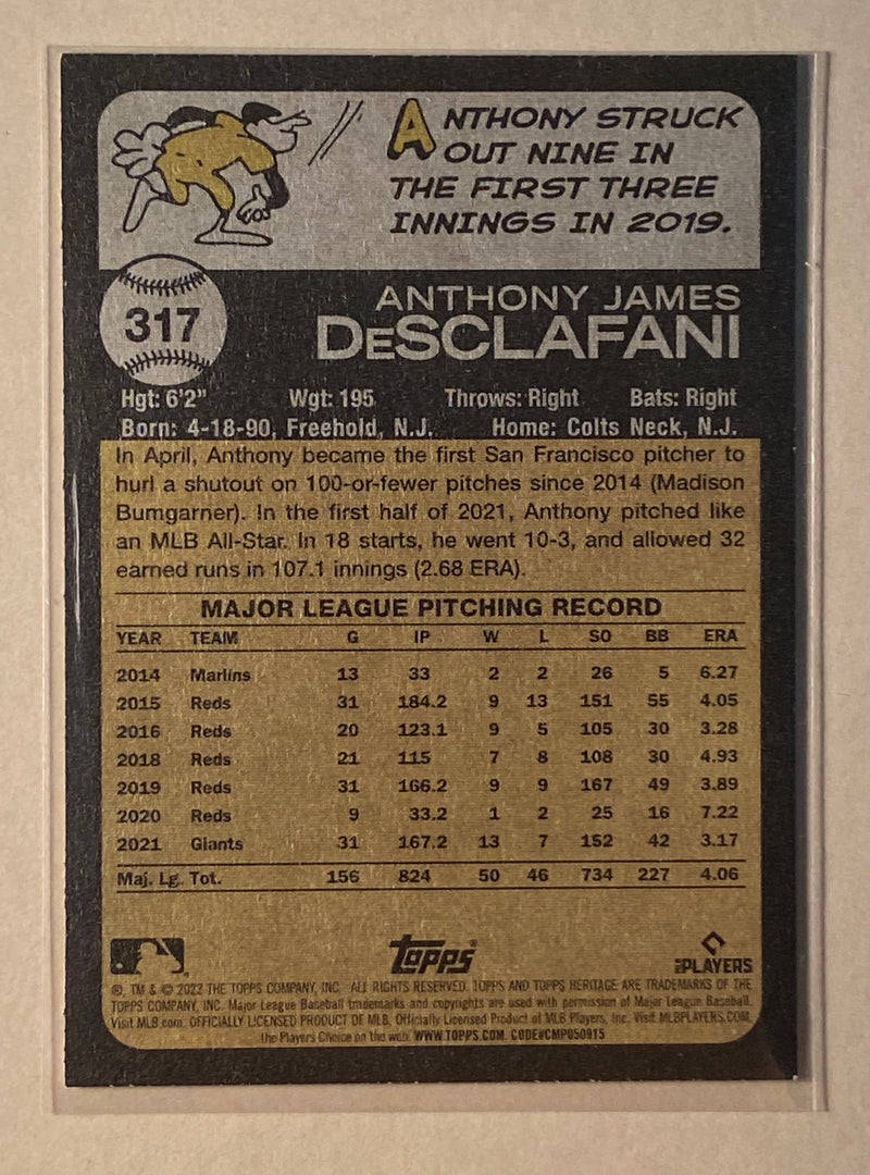 2022 Topps 317 Anthony DeSclafani - Baseball - Heritage