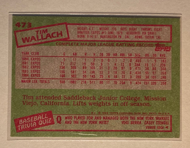 1985 Topps 473 Tim Wallach - Baseball