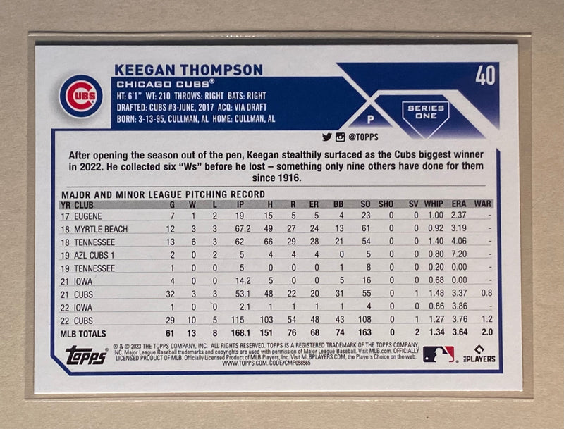 2023 Topps 40 Keegan Thopson - Baseball