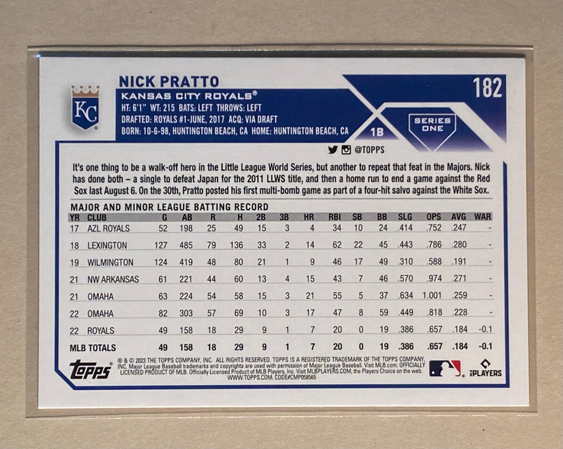 2023 Topps 182 Nick Pratto - Baseball - RC