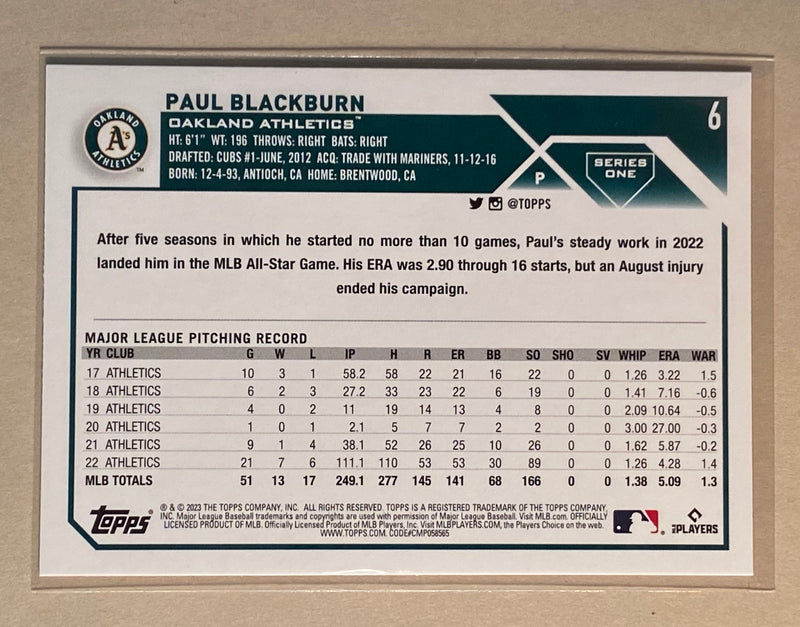 2023 Topps 6 Paul Blackburn - Baseball