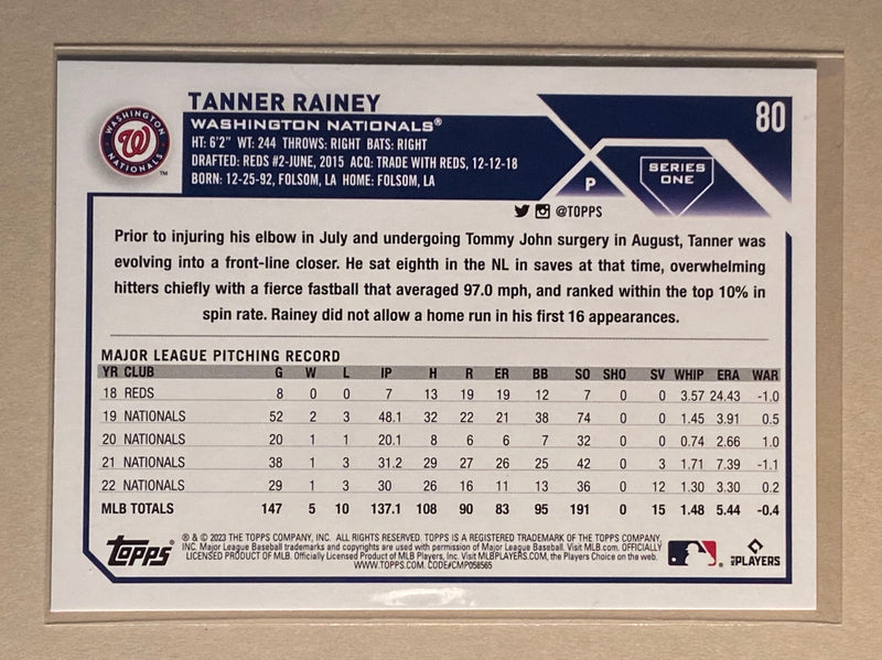 2023 Topps 80 Tanner Rainey - Baseball