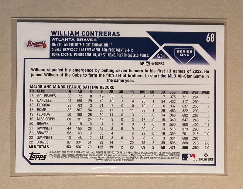 2023 Topps 68 William Contreras - Baseball