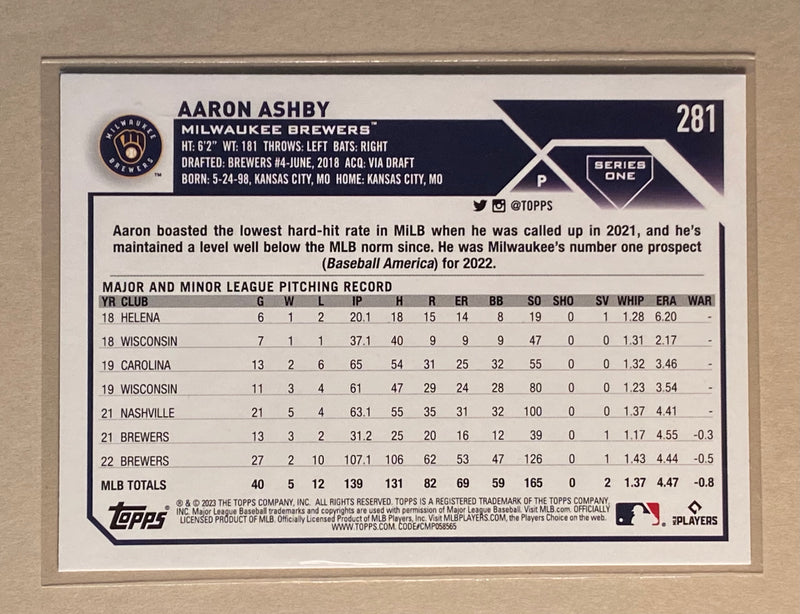 2023 Topps 281 Aaron Ashby - Baseball