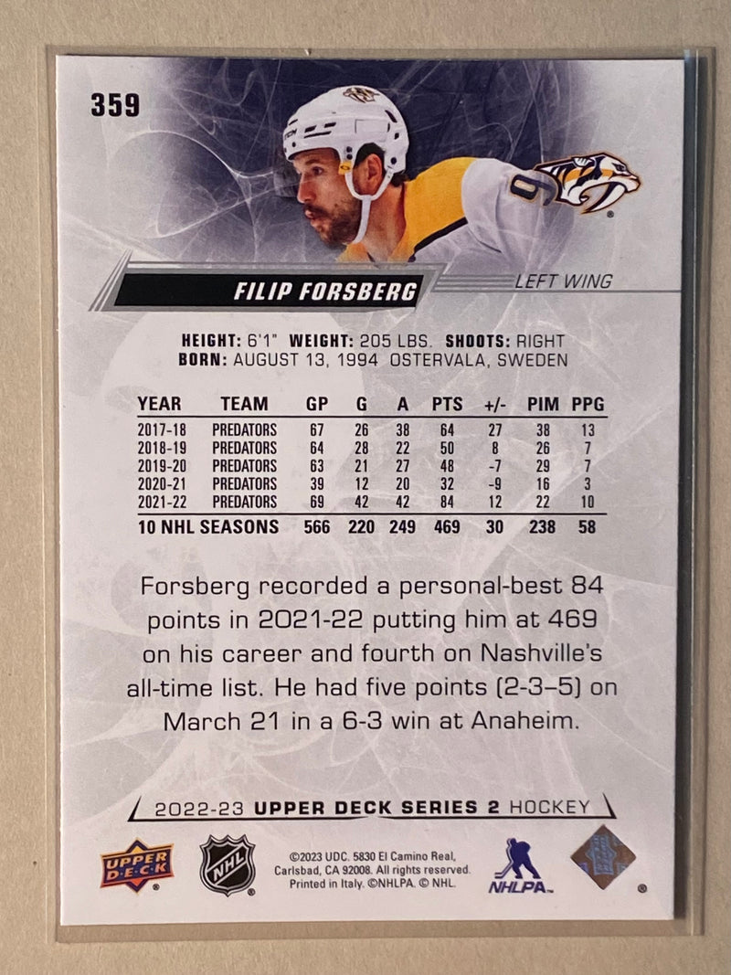 2022-23 Upper Deck 359  Filip Forsberg - Hockey - Series 2