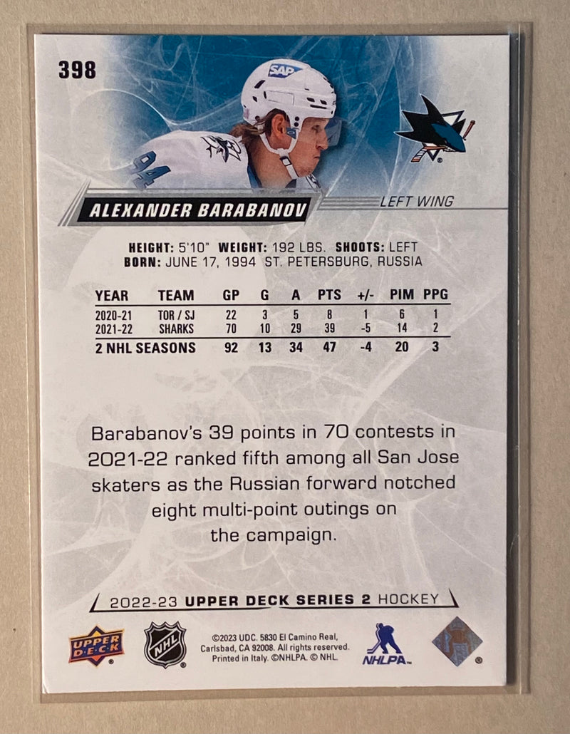 2022-23 Upper Deck 398 Alexander Barabanov - Hockey - Series 2