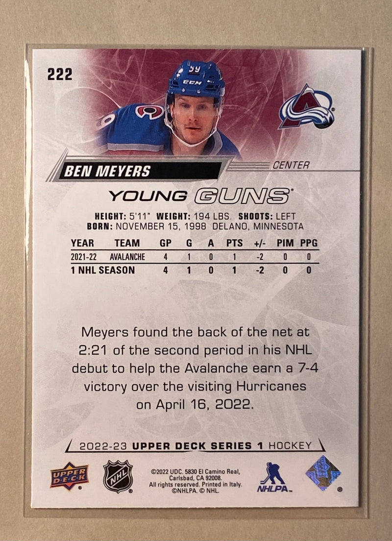 2022-23 Upper Deck 222 Ben Meyers - Hockey - Young Guns