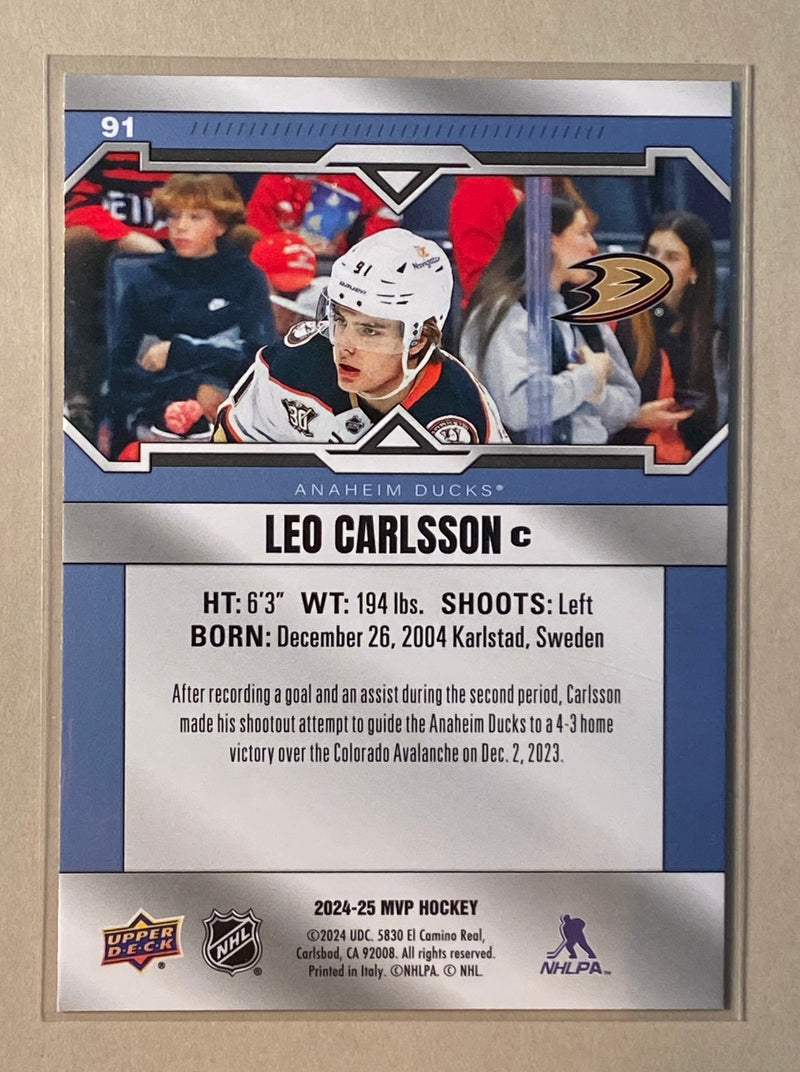 2024-25 Upper Deck 91 Leo Carlsson - Hockey - MVP