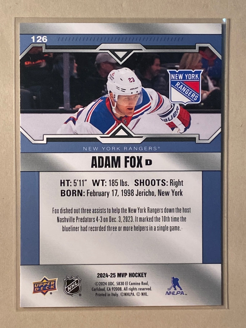 2024-25 Upper Deck 126 Adam Fox - Hockey - MVP