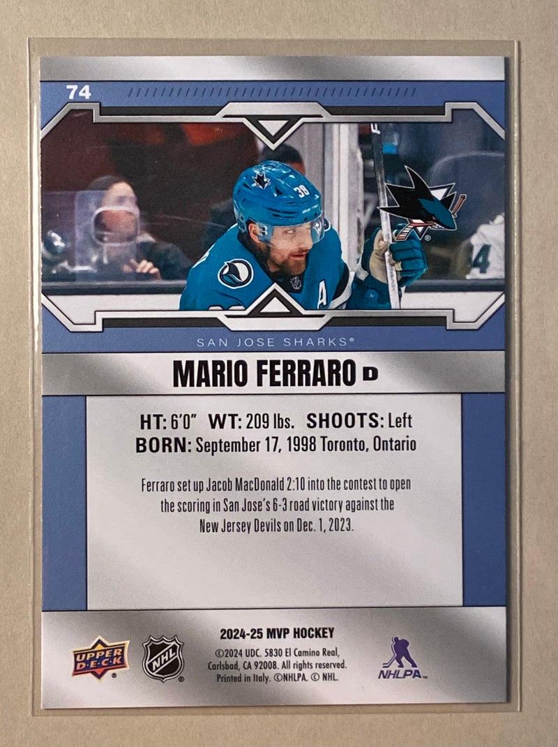 2024-25 Upper Deck 74 Mario Ferraro - Hockey - MVP