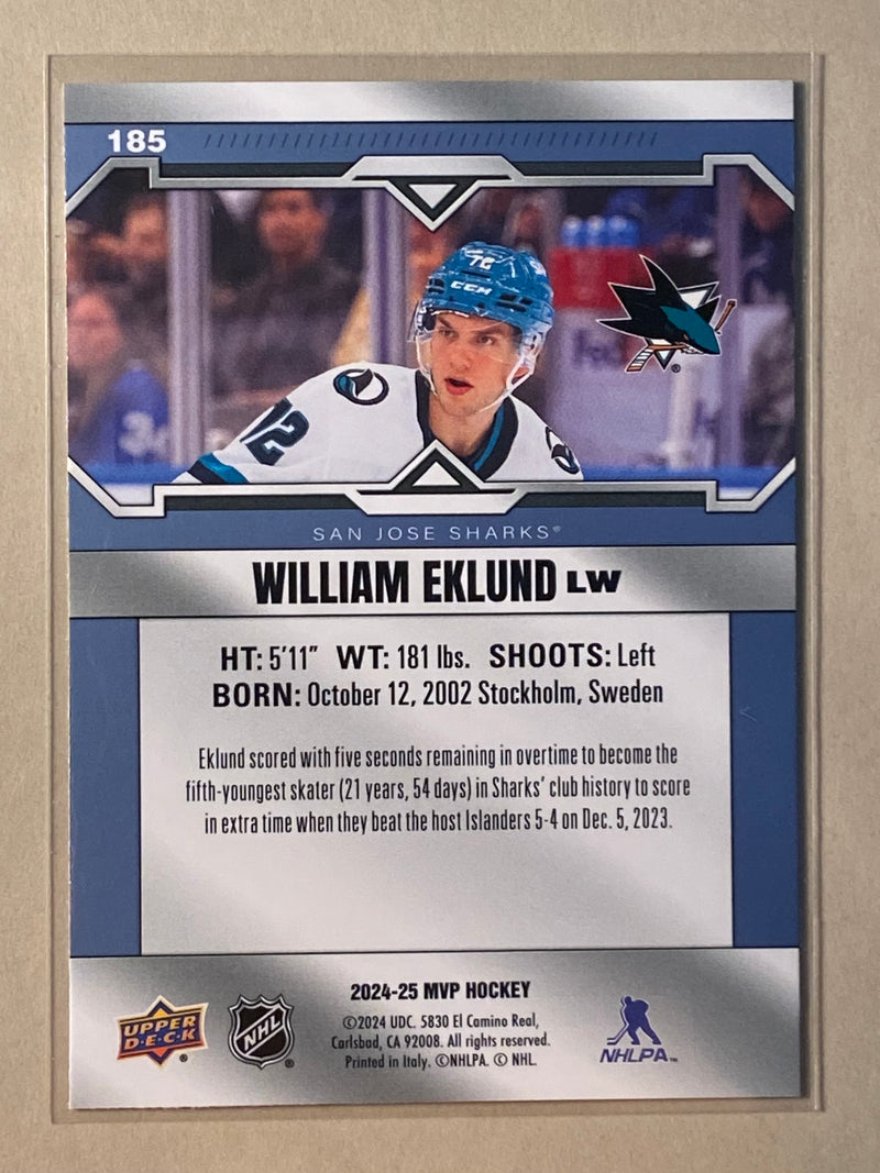 2024-25 Upper Deck 185 William Eklund - Hockey - MVP