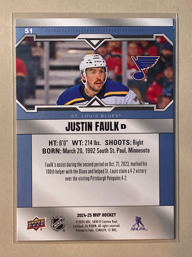 2024-25 Upper Deck 51 Justin Faulk - Hockey - MVP