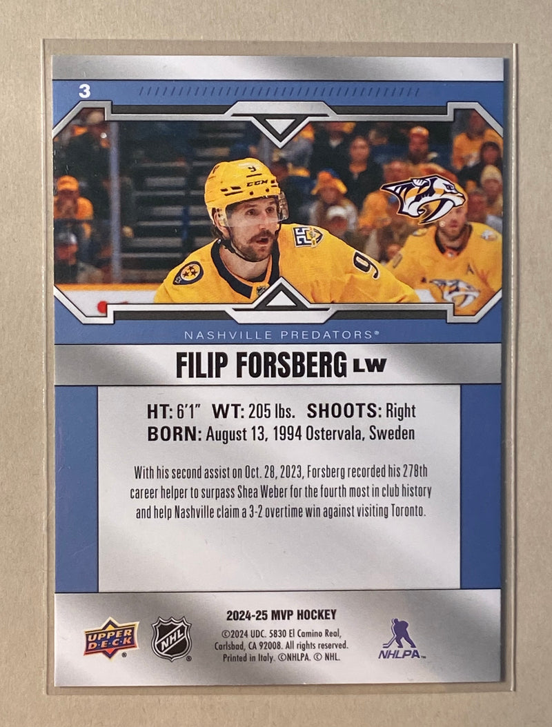 2024-25 Upper Deck 3 Filip Forsberg - Hockey - MVP