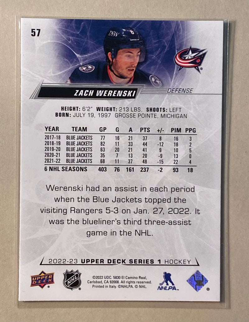 2022-23 Upper Deck 57 Zach Werenski - Hockey