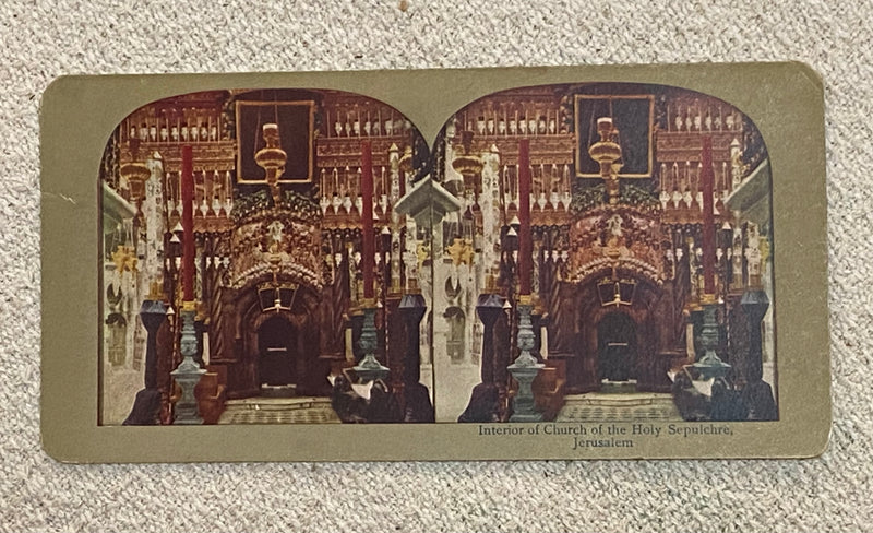 Stereoscope Card - Interior of Church of the Holy Sepulchre, Jerusalem - used