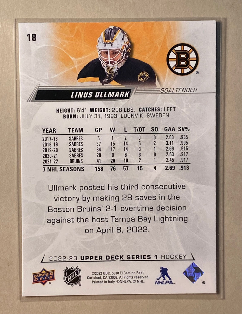 2022-23 Upper Deck 18 Linus Ullmark - Hockey