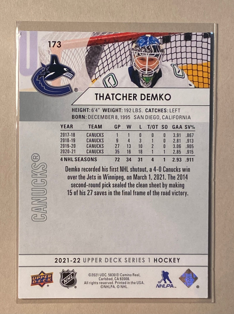 2021-22 Upper Deck 173 Thatcher Demko - Hockey