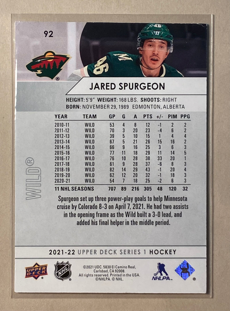 2021-22 Upper Deck 92 Jared Spurgeon - Hockey