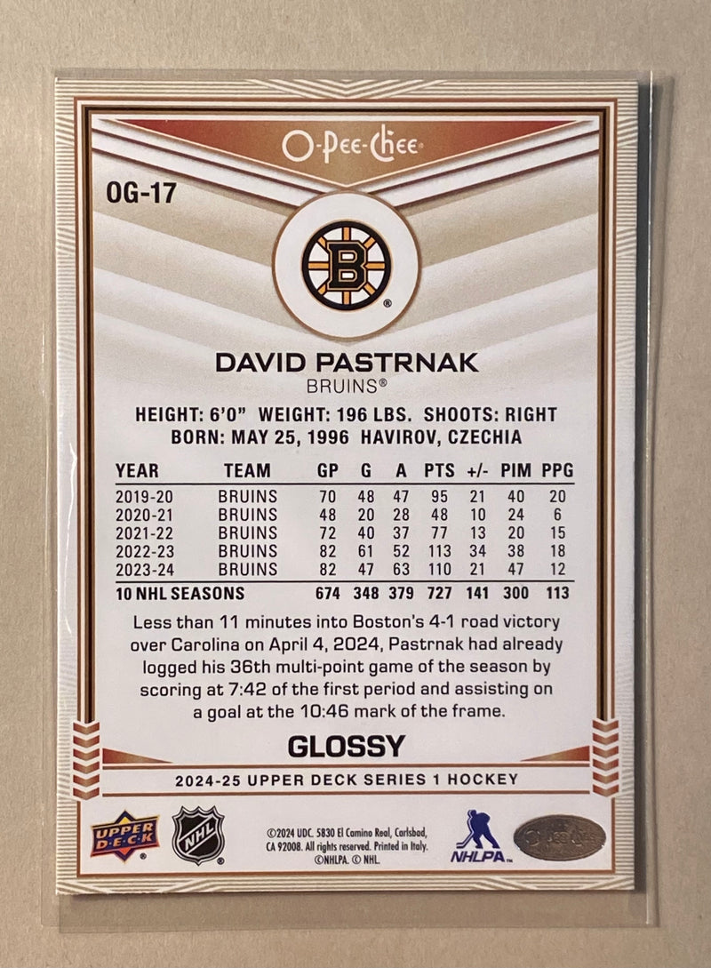 2024-25 Upper Deck OG-17 David Pastrnak - Hockey - Series 1 - Glossy O-Pee-Chee