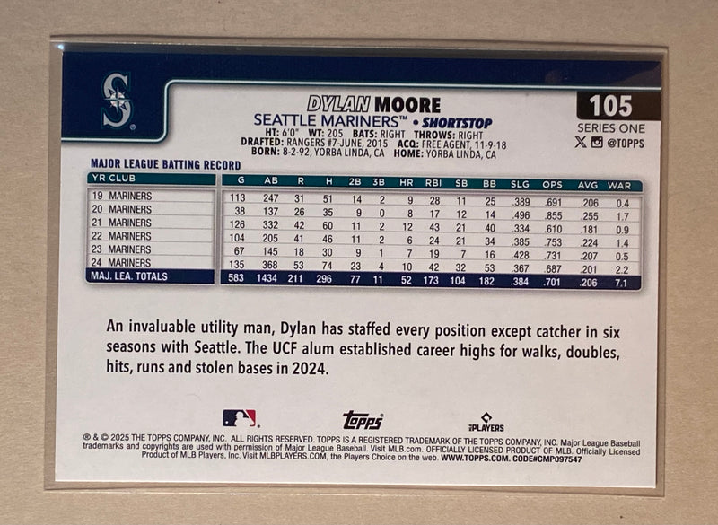 2025 Topps 105 Dylan Moore - Baseball - Series 1