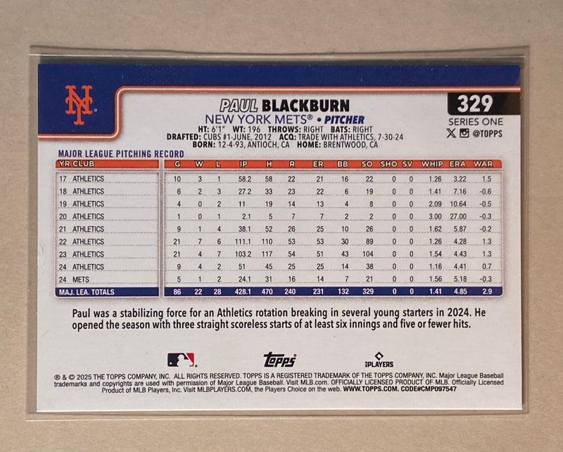 2025 Topps 329 Paul Blackburn - Baseball - Series 1