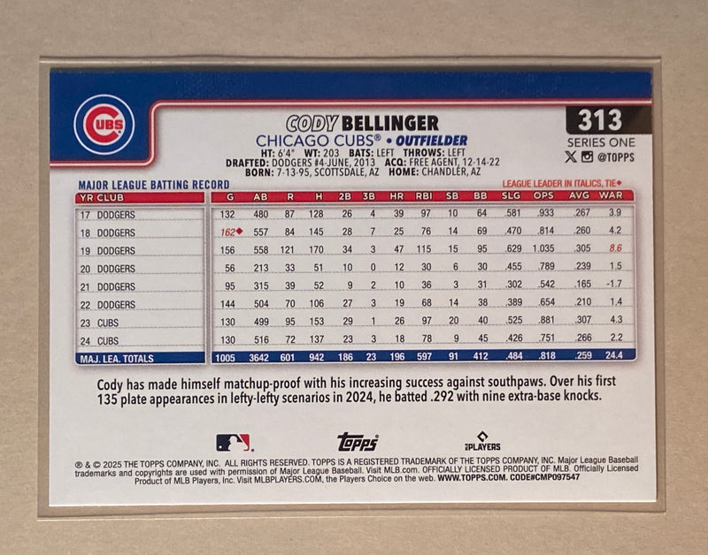 2025 Topps 313 Cody Bellinger - Baseball - Series 1