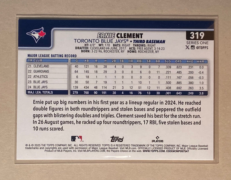 2025 Topps 319 Ernie Clement - Baseball - Series 1