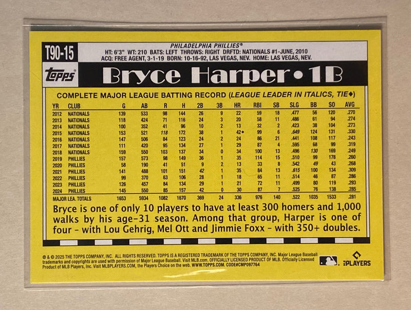 2025 Topps T90-15 Bryce Harper - Baseball - Series 1