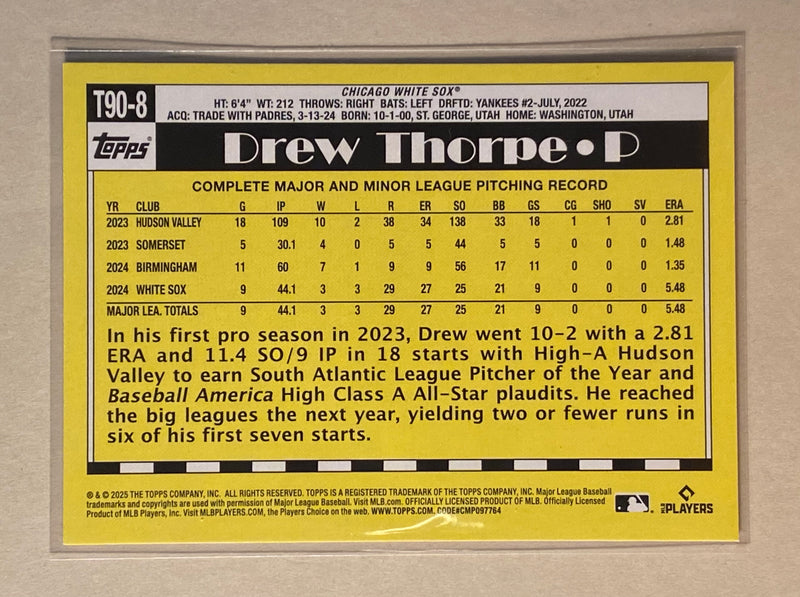 2025 Topps T90-8 Drew Thorpe - Baseball - Series 1