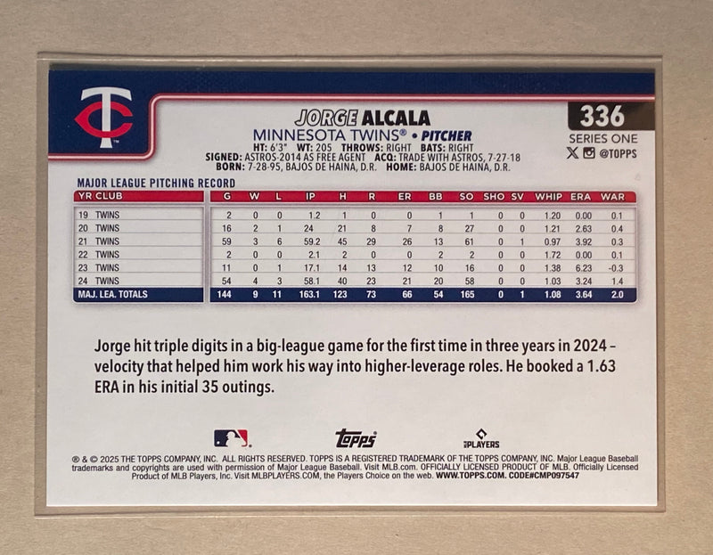 2025 Topps 336 Jorge Alcala - Baseball - Series 1