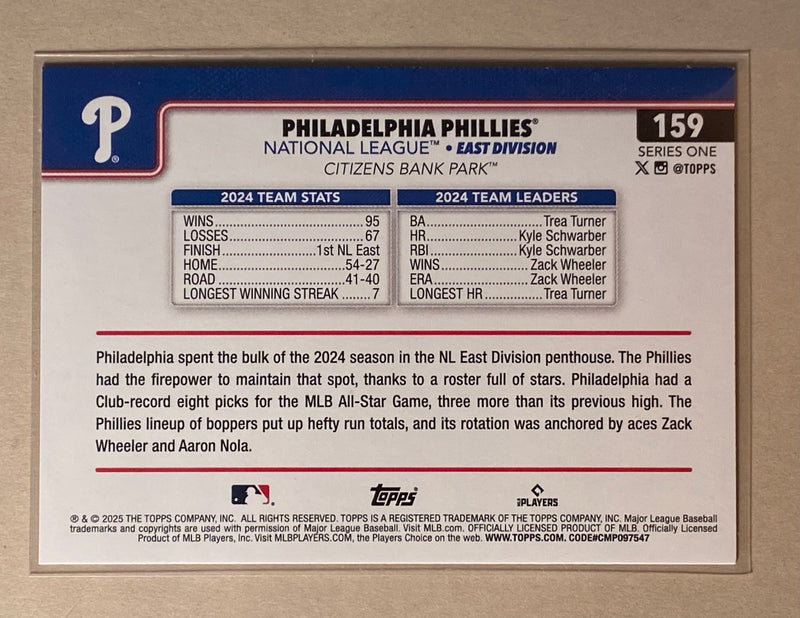 2025 Topps 159 Philadelphia Phillies - Baseball - Series 1 - Team