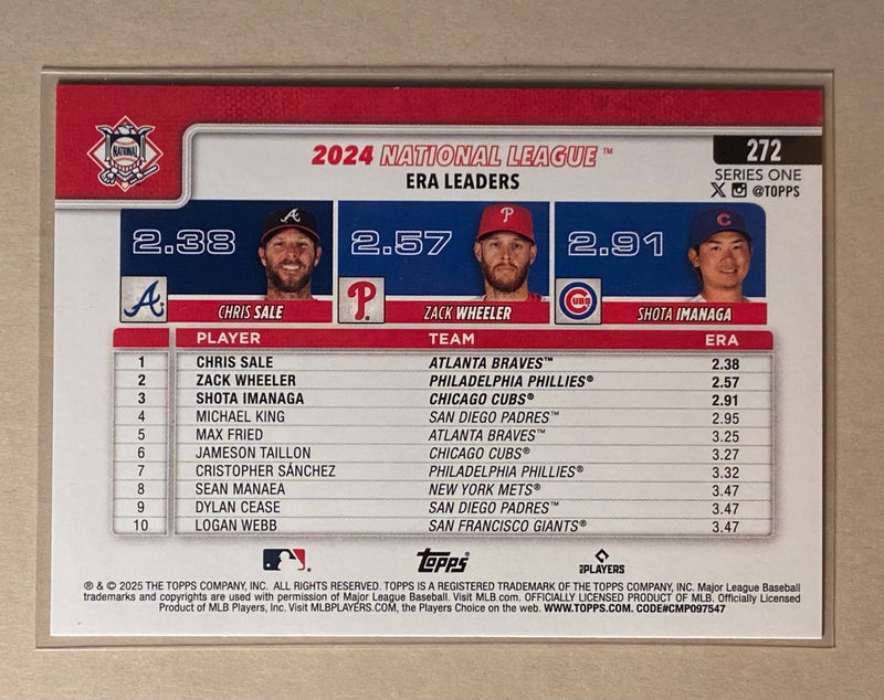 2025 Topps 272 2024 National League ERA Leaders - Baseball - Series 1