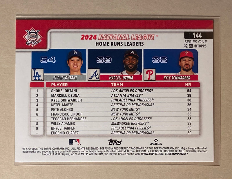 2025 Topps 272 2024 National League HRs Leaders - Baseball - Series 1