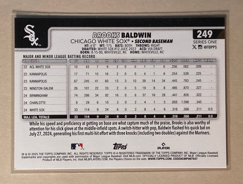 2025 Topps 249 Brooks Baldwin - Baseball - Series 1 - RC