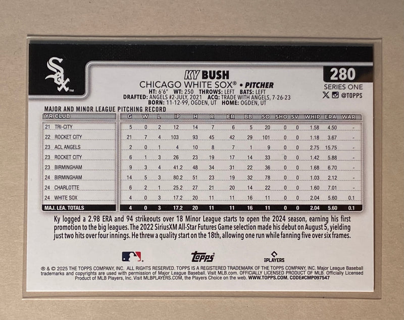 2025 Topps 280 KY Bush - Baseball - Series 1 - RC