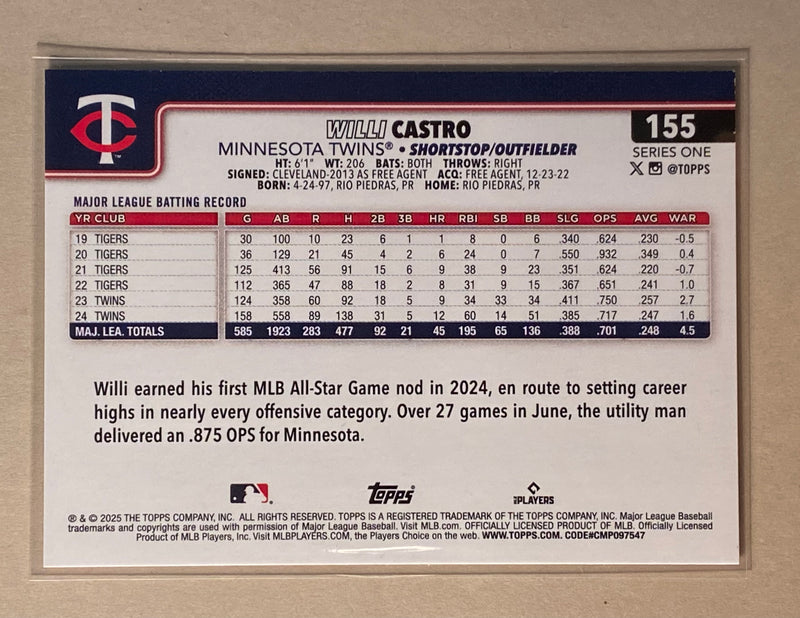 2025 Topps 155 Willi Castro - Baseball - Series 1