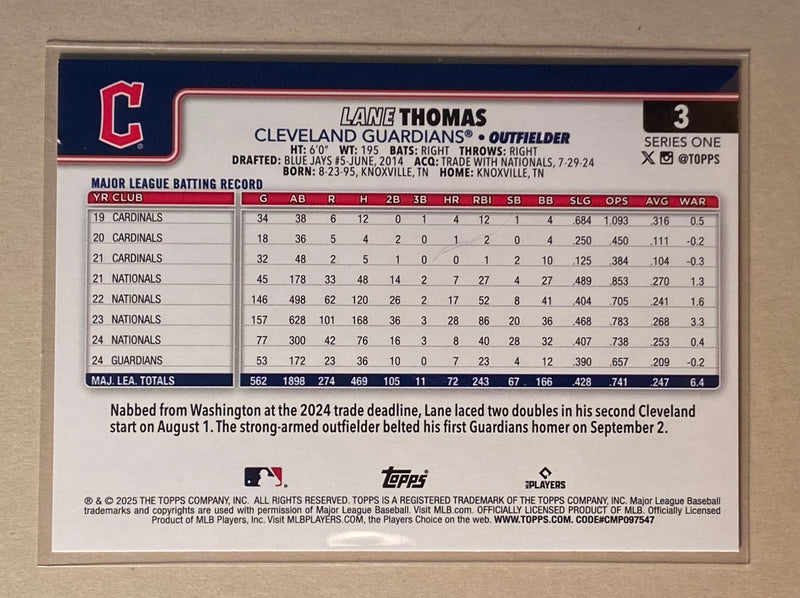 2025 Topps 3 Lane Thomas - Baseball - Series 1