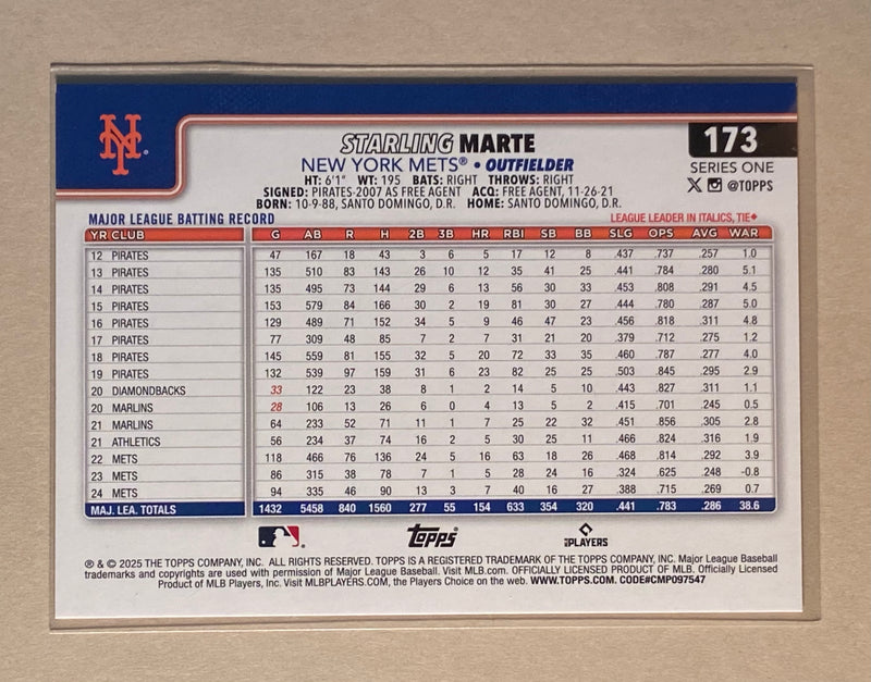 2025 Topps 173 Starling Marte - Baseball - Series 1