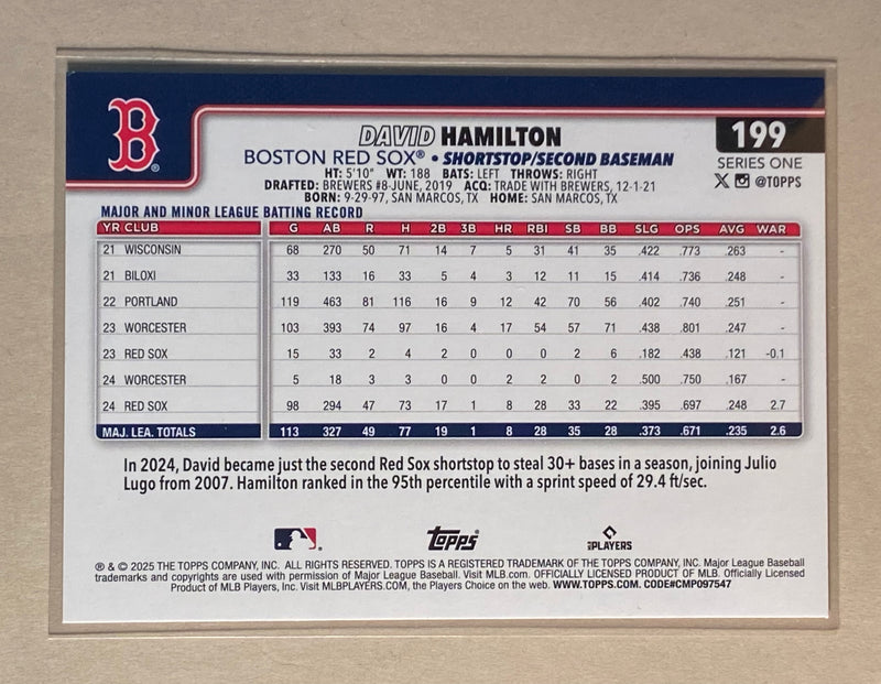 2025 Topps 199 David Hamilton - Baseball - Series 1